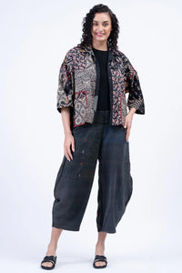 Mieko Mintz Patch & Circle Print Kantha Cropped Tent Shirt