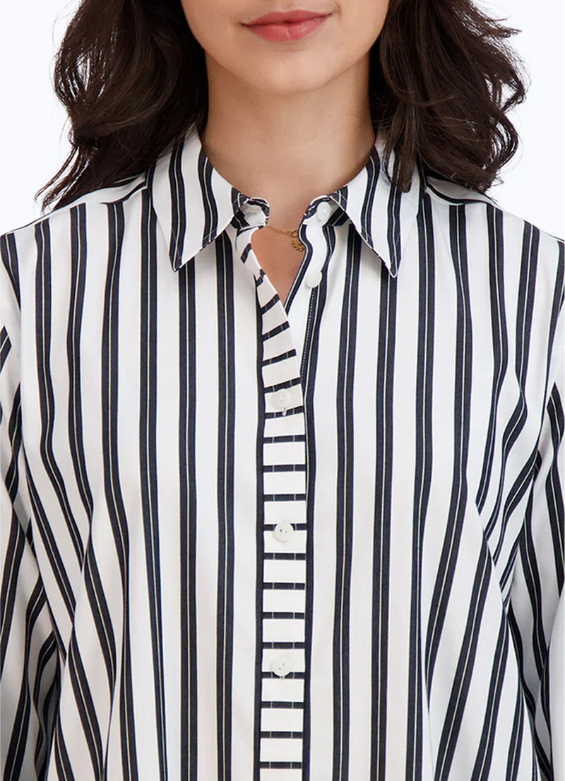 Foxcroft Boyfriend Non-Iron Railroad Stripe Shirt