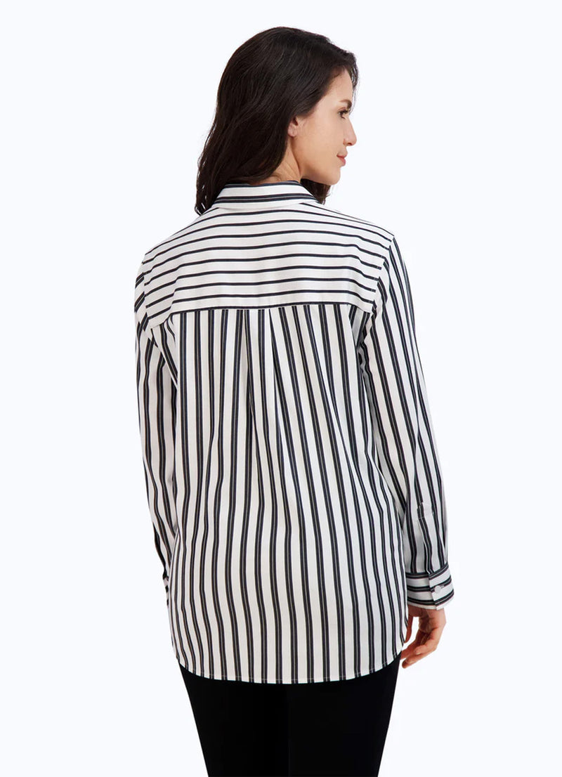 Foxcroft Boyfriend Non-Iron Railroad Stripe Shirt