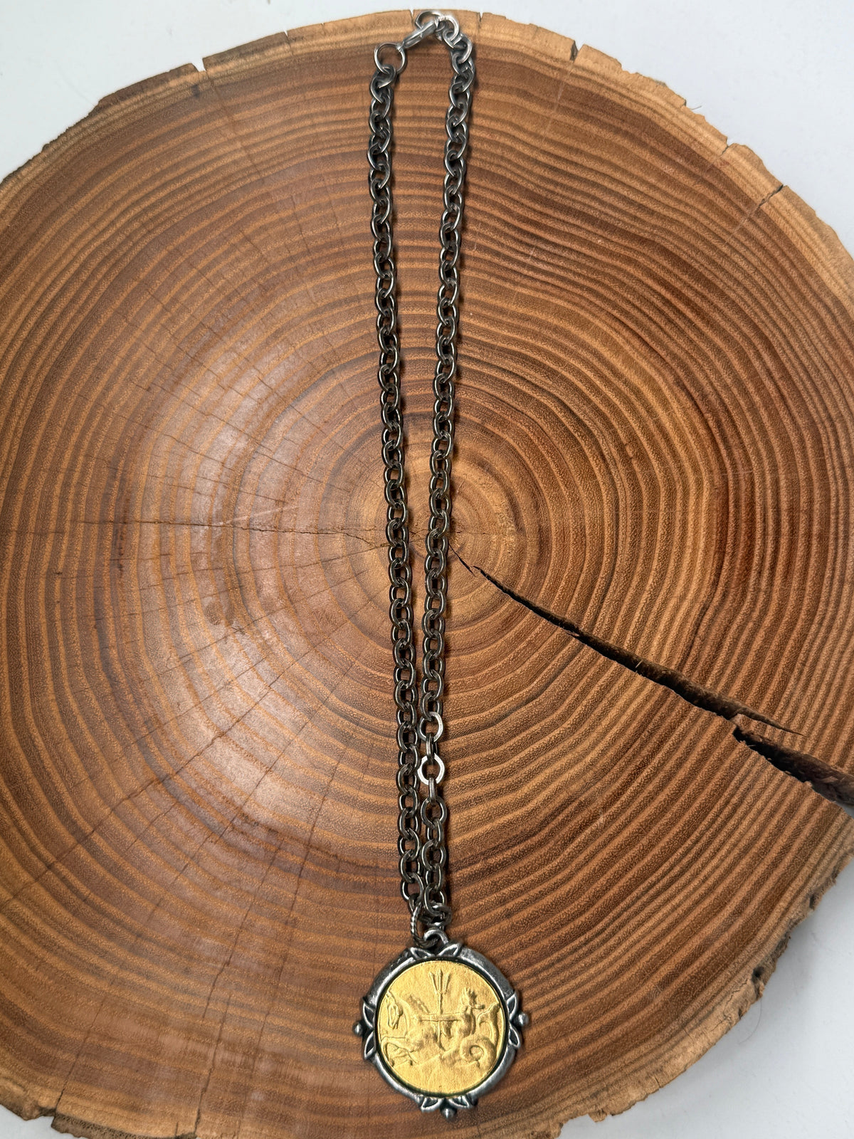 Belle Via Jewelry One-Of-A-Kind Vintage Poseidon Coin Necklace