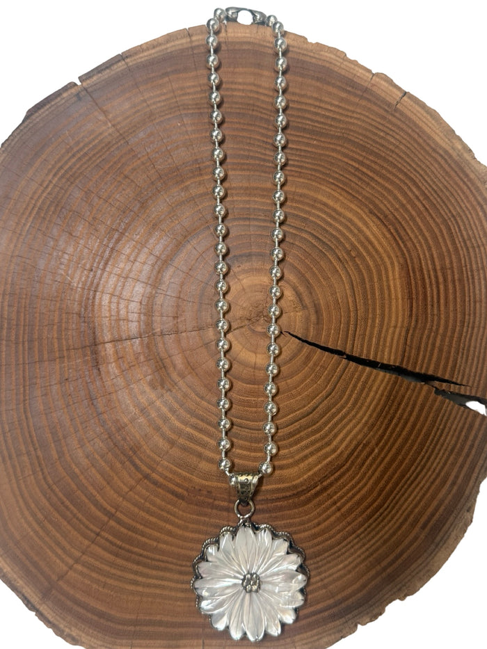Belle Via Jewelry One-Of-A-Kind Mother Of Pearl Flower Necklace