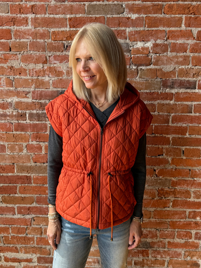 J. Society Nylon Quilted Hooded Vest