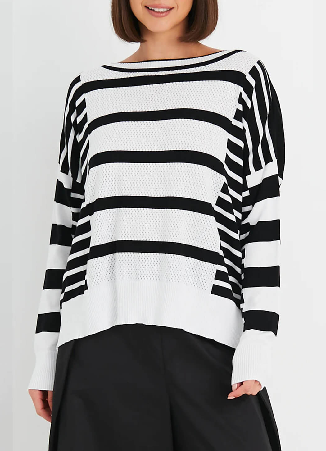 Planet Boatneck Rib Striped Sweater