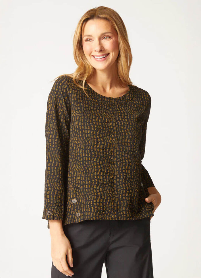 Habitat Crinkle Crepe Mosiac Button Placket Pullover