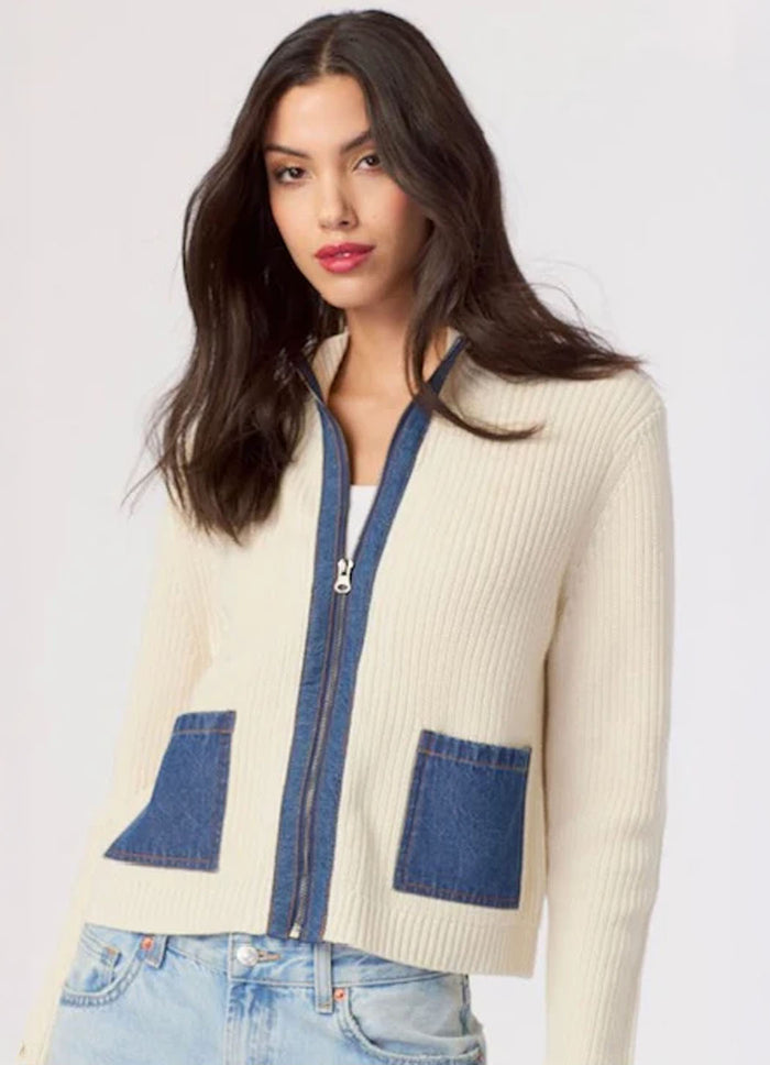 J. Society Denim 2 Pocket Shaker Zip Cardi