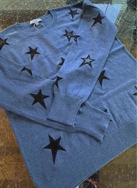 J. Society Faux Leather Star Crew Sweater