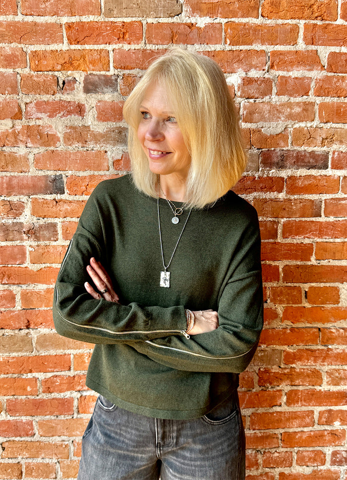 J. Society Zip Sleeve Crew Sweater