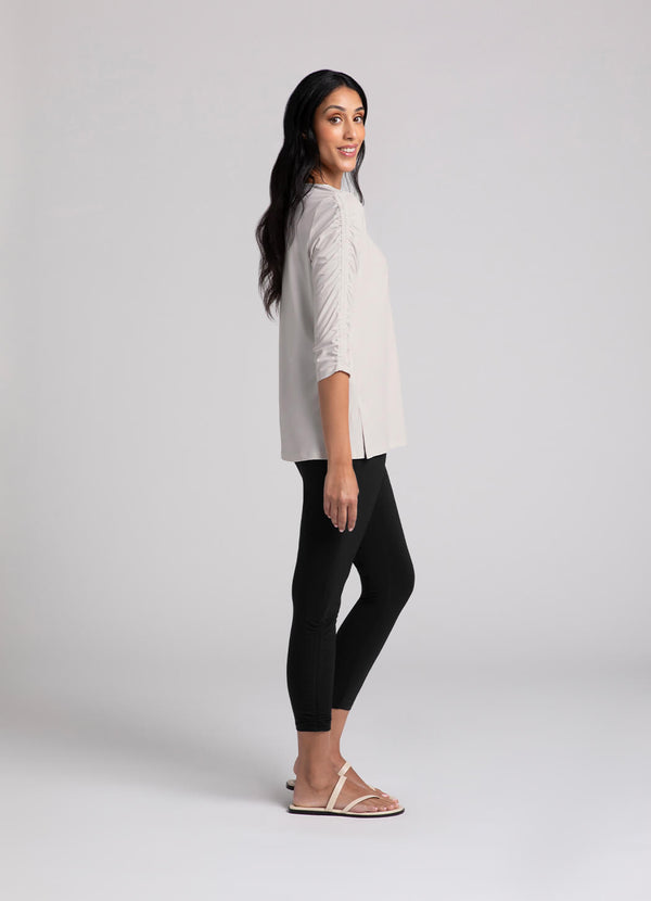 Sympli Revelry Top With Ruched Sleeve