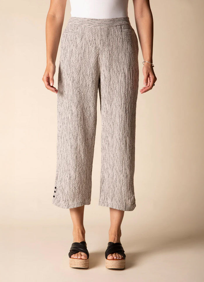Habitat Crinkle Crepe Stripe Pleat Button Capri