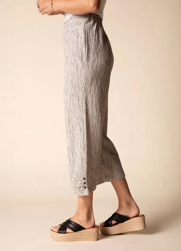 Habitat Crinkle Crepe Stripe Pleat Button Capri