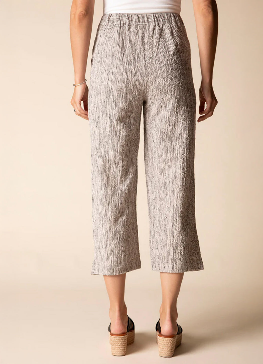 Habitat Crinkle Crepe Stripe Pleat Button Capri