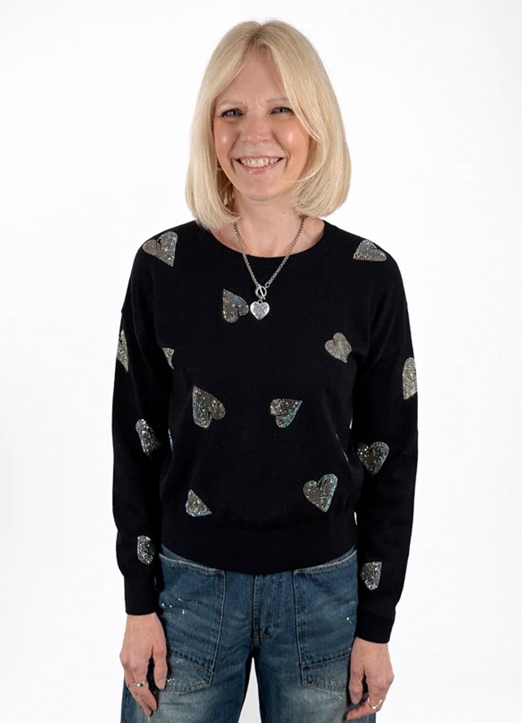 J. Society Glitter Heart Sweater