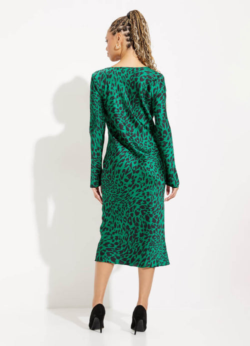 Joseph Ribkoff Animal Print Sheath Dress 12 / Black/Green / 100% Polyester Joseph Ribkoff Animal Print Sheath Dress 12 / Black/Green / 100% Polyester