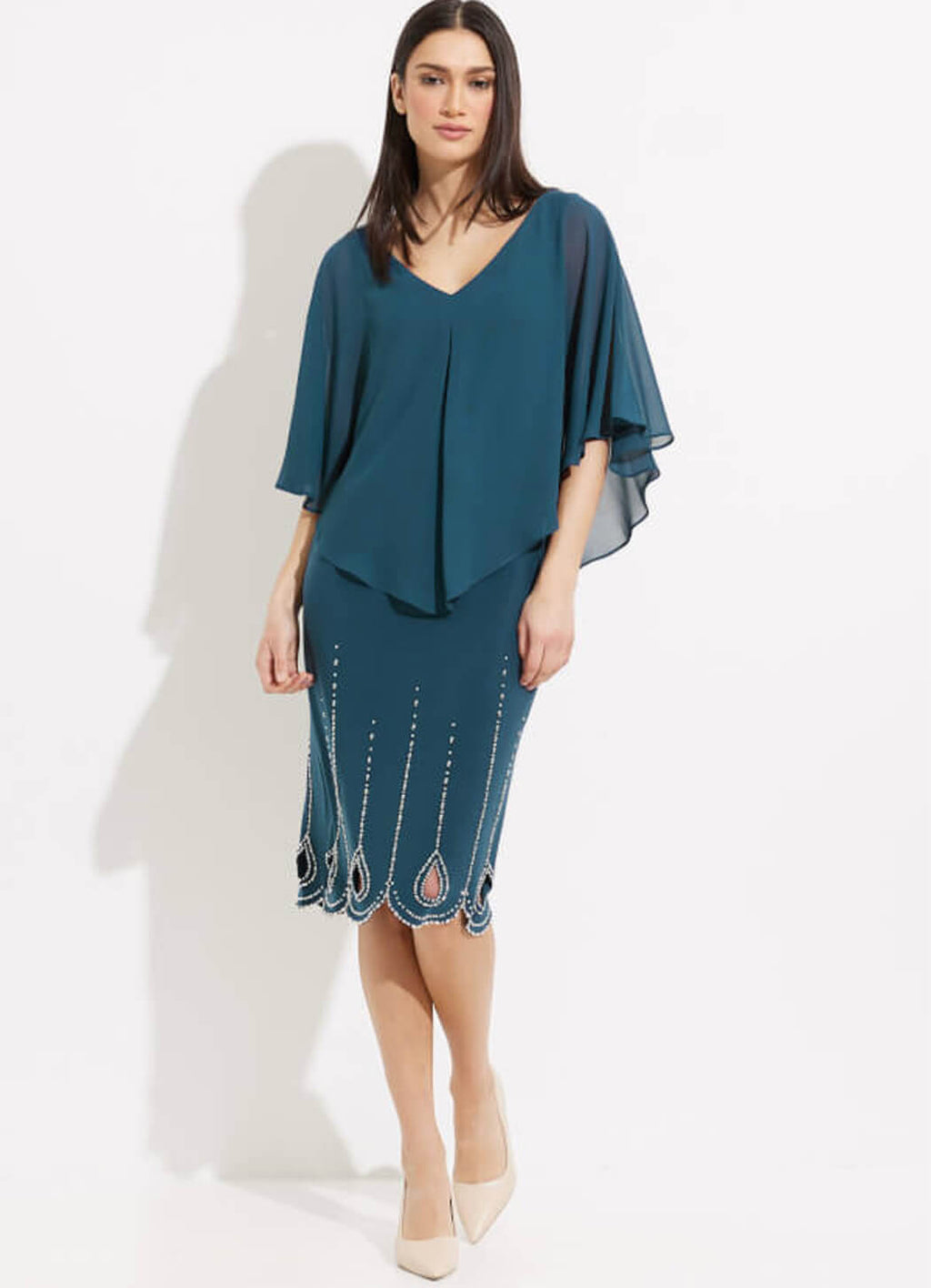 Joseph Ribkoff Chiffon Overlay Sheath Dress