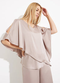 Joseph Ribkoff Tiered Satin Blouse