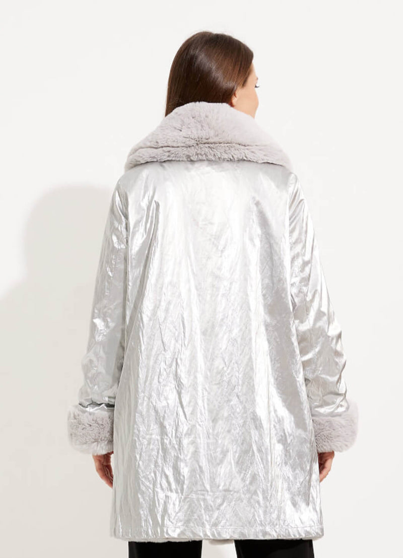 Joseph Ribkoff Faux Fur Reversible Puffer Coat