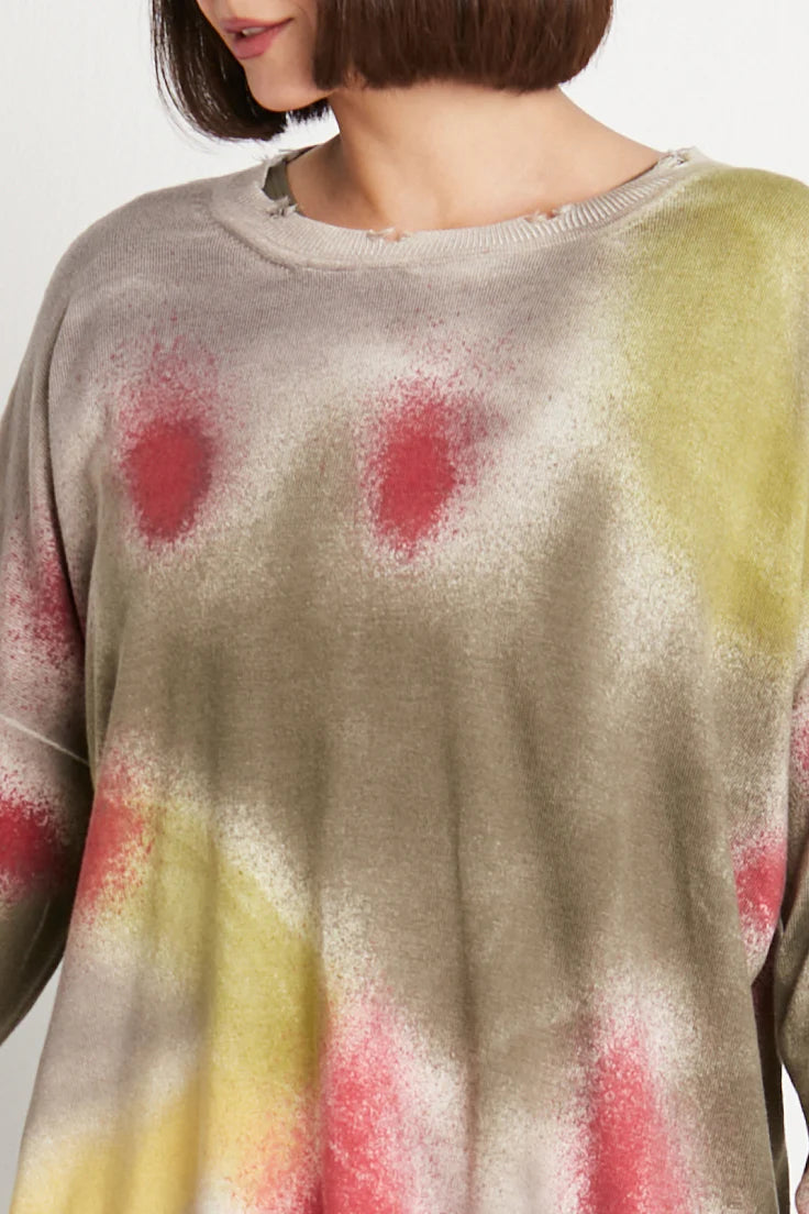 Planet Mini Spray Can Tattered Crewneck Sweater