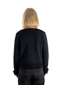J Society Suede Fringe Trim Cardie
