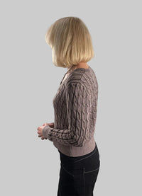 J Society Acid Wash Cable Knit Cardie