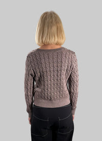 J Society Acid Wash Cable Knit Cardie