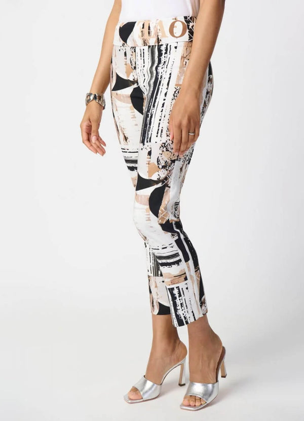 Joseph Ribkoff Abstract Print Cropped Pant