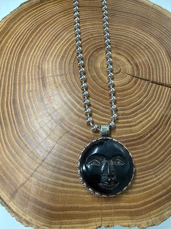 Belle Via Jewelry One-Of-A-Kind Exclusive Black Onyx Moon Necklace