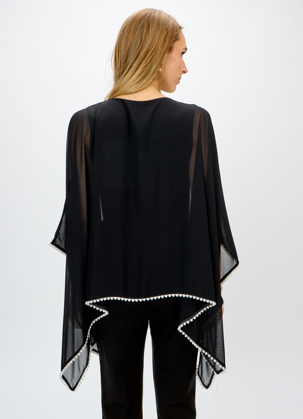Joseph Ribkoff Pearl Trim Chiffon Top