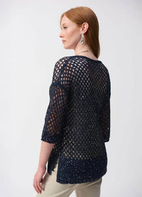 Joseph Ribkoff Open Stitch Sweater with Sequins