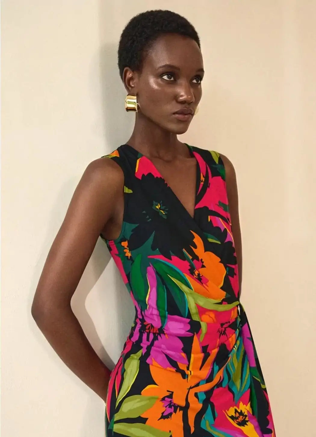 Joseph Ribkoff Tropical Print Wrap Front Dress Details Direct