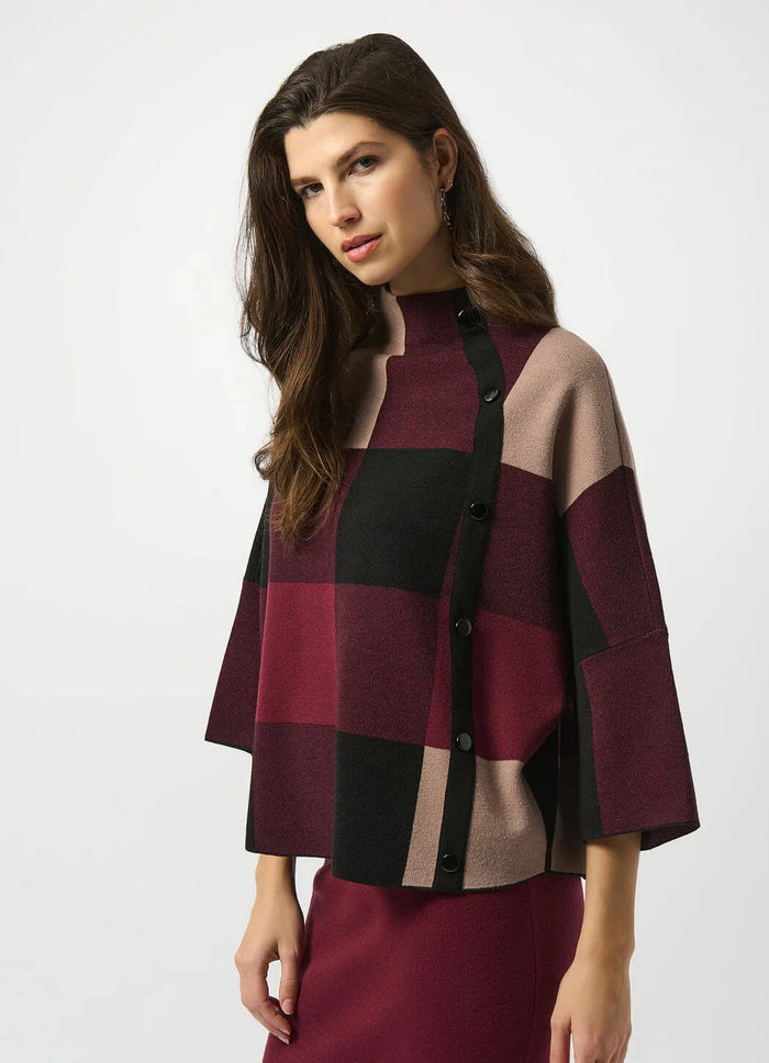 Joseph Ribkoff Mock Neck Plaid Sweater