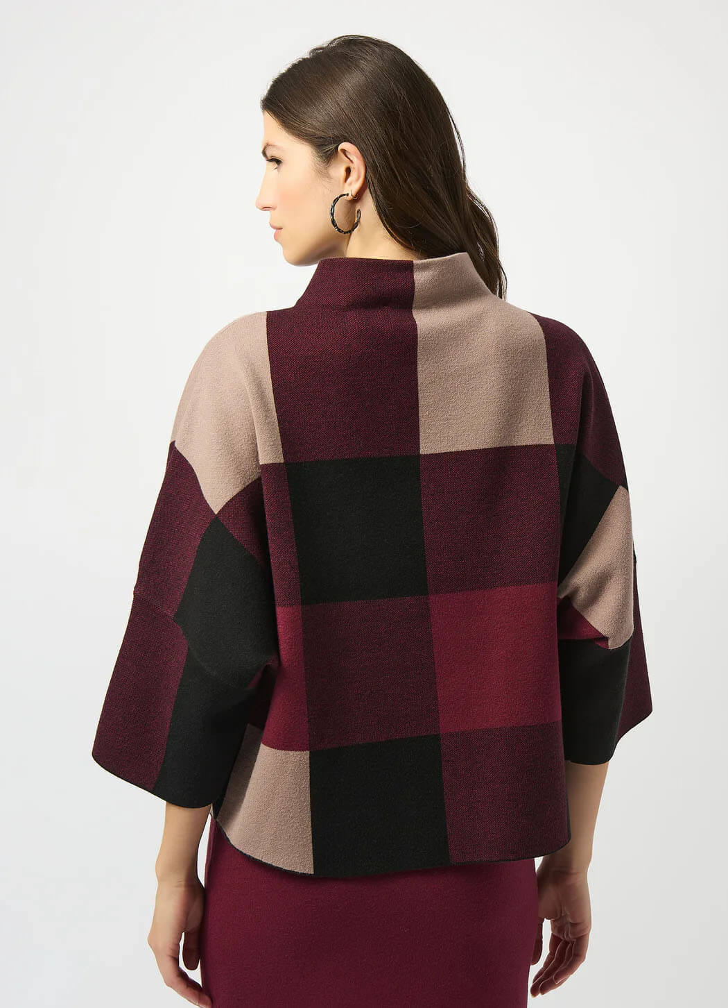 Joseph Ribkoff Mock Neck Plaid Sweater