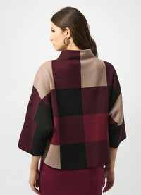 Joseph Ribkoff Mock Neck Plaid Sweater