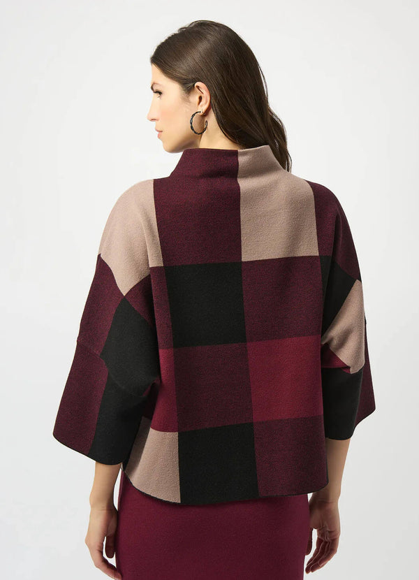 Joseph Ribkoff Mock Neck Plaid Sweater