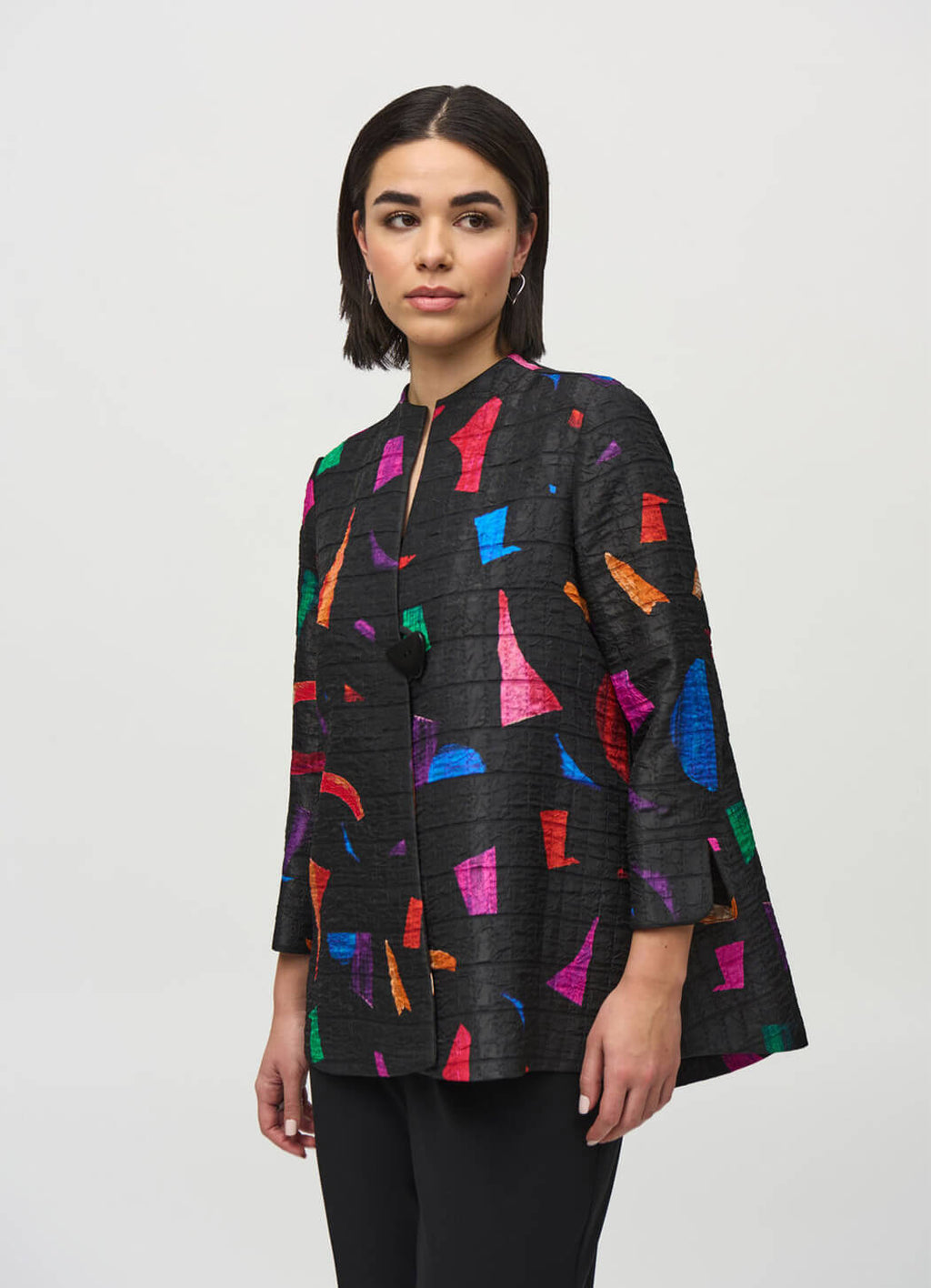 Joseph Ribkoff Abstract Print Jacquard Trapeze Jacket – Details Direct