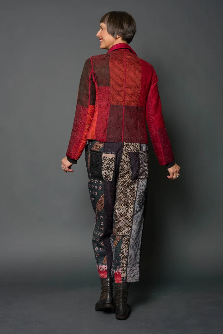 Mieko Mintz Jacquard Silk Kantha Cropped Basic Jacket