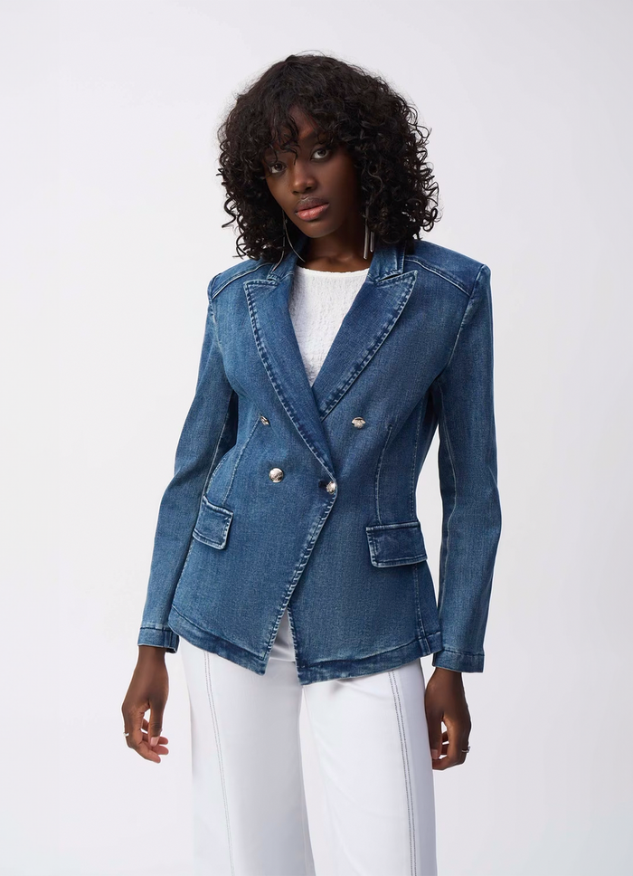 Joseph Ribkoff Double Breasted Denim Jacket – Details Direct Joseph Ribkoff Double Breasted Denim Jacket – Details Direct