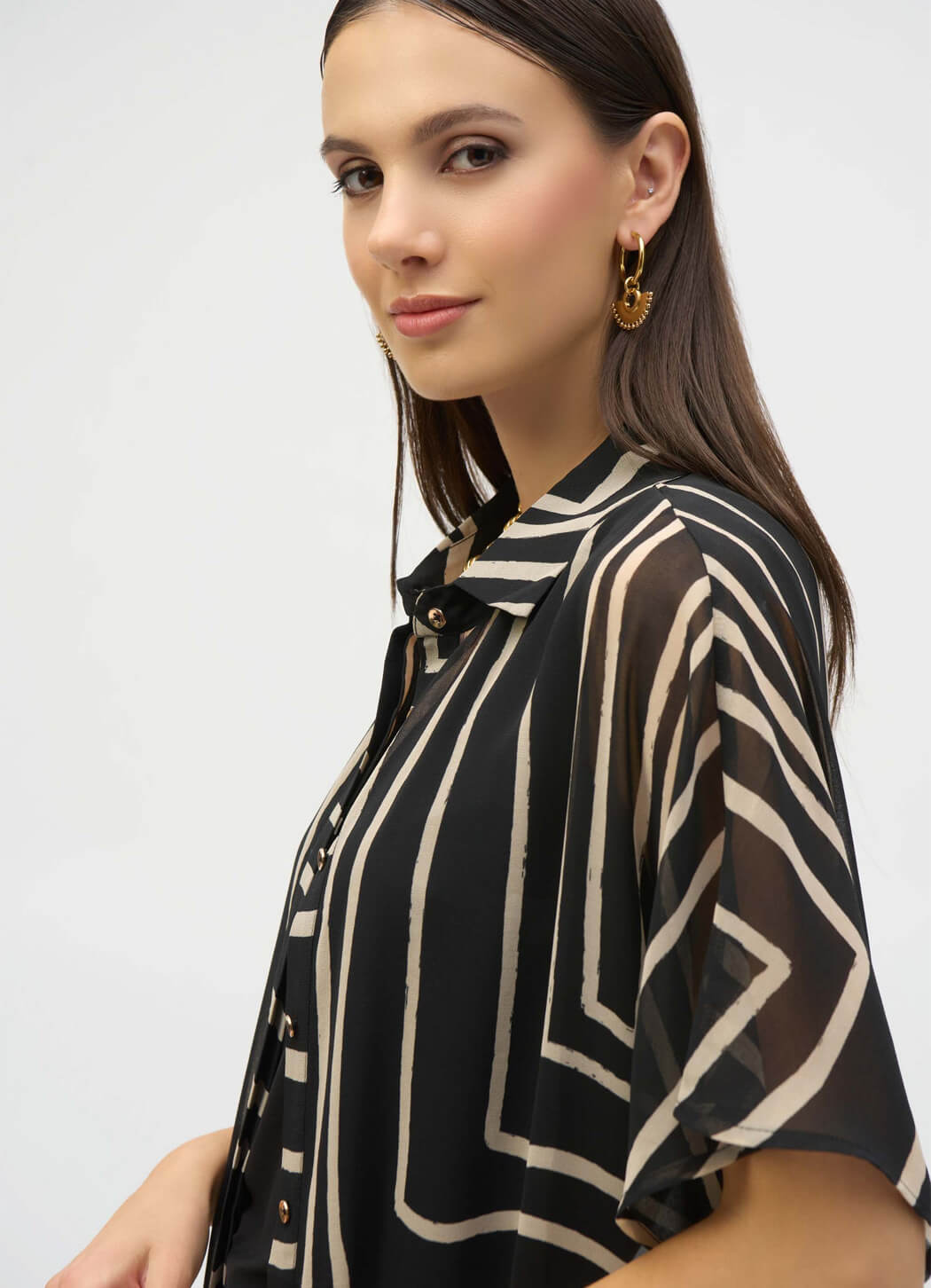 Joseph Ribkoff Chic Sheer Buttoned Top