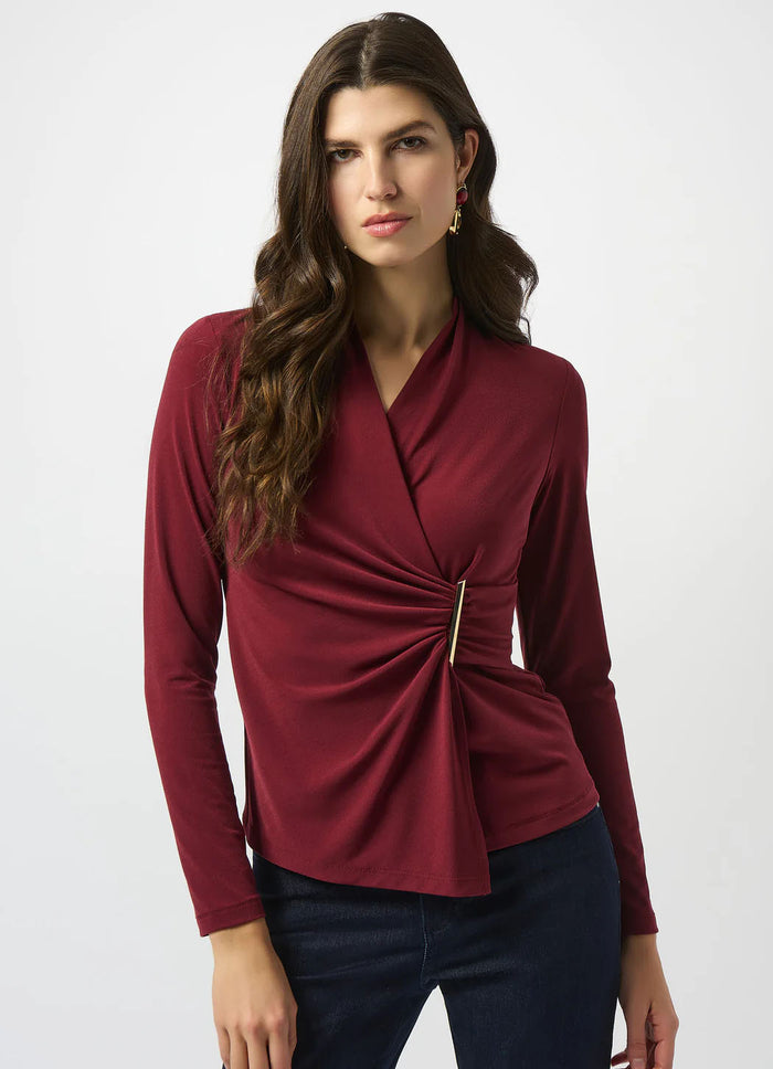 Joseph Ribkoff Crepe Fitted Wrap Top