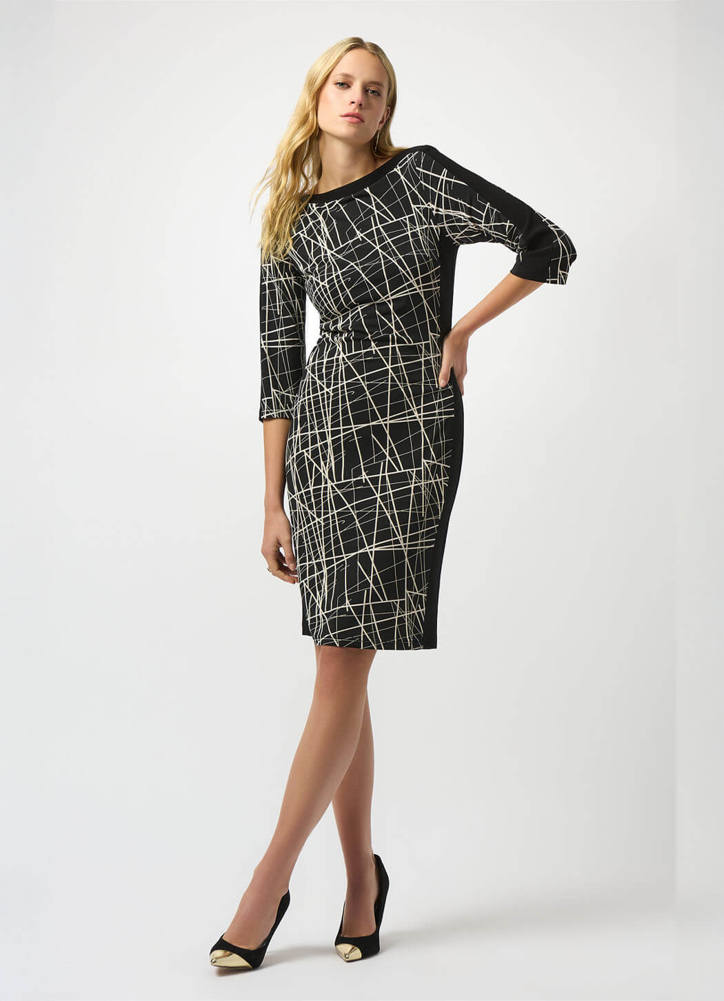 Joseph Ribkoff Dress 253093 Black/Moonstone / 10