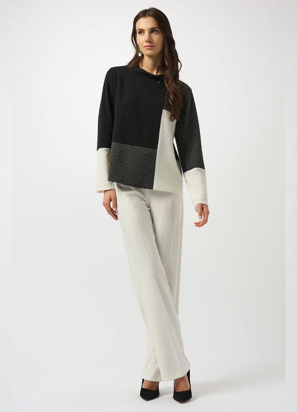 Joseph Ribkoff Color-Blocked Mock Neck Pullover