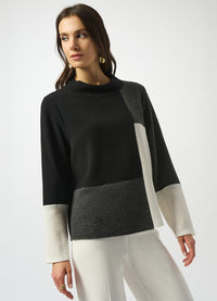 Joseph Ribkoff Color-Blocked Mock Neck Pullover