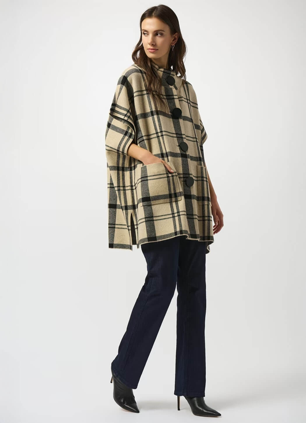 Joseph Ribkoff Knit Plaid Poncho