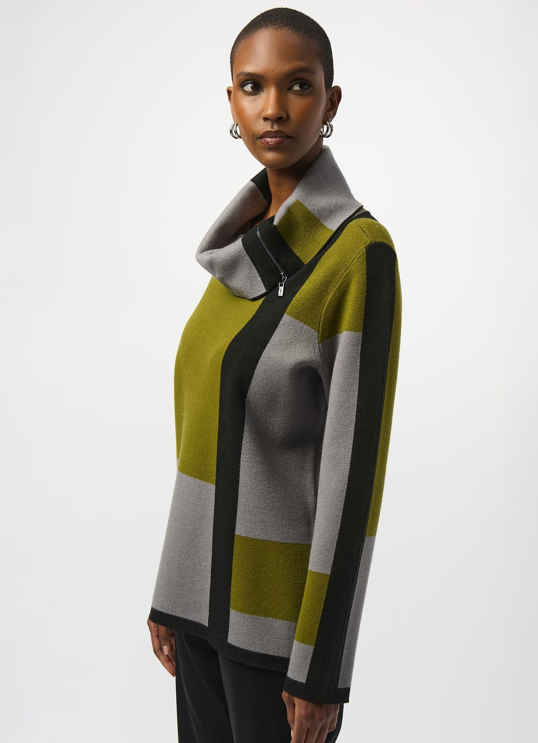 Joseph Ribkoff Block Print Cowl Neck Sweater