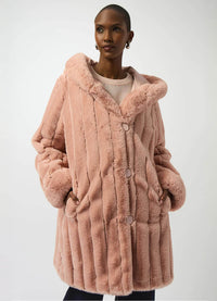 Joseph Ribkoff Faux Fur Reversible Hooded Coat