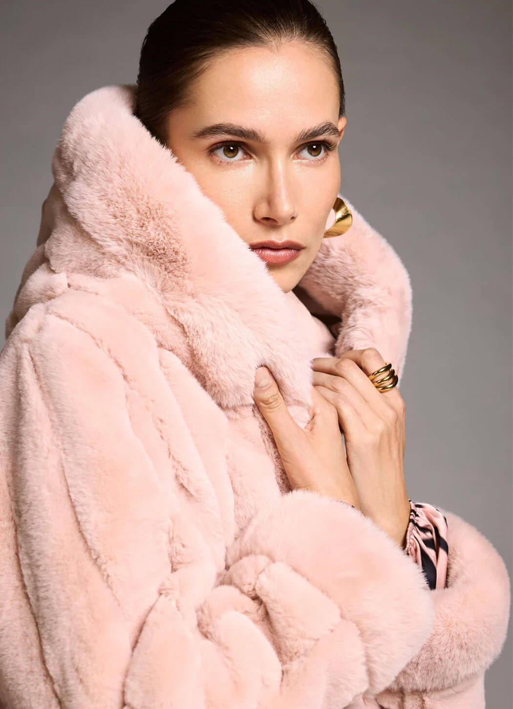 Joseph Ribkoff Faux Fur Reversible Hooded Coat – Details Direct