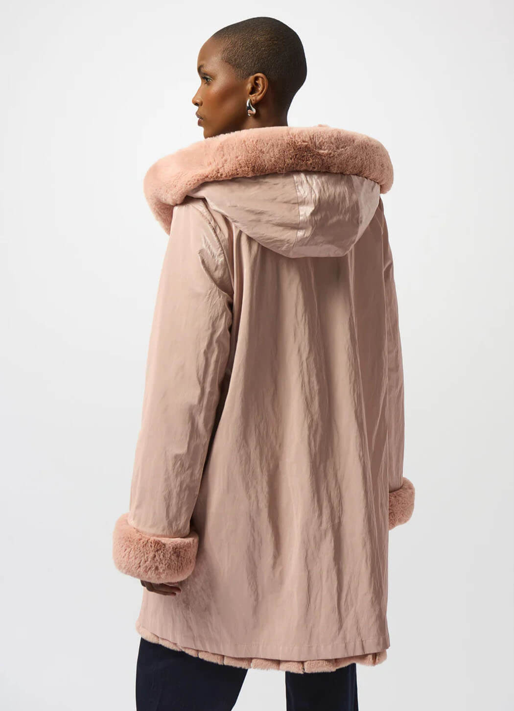 Joseph Ribkoff Faux Fur Reversible Hooded Coat – Details Direct