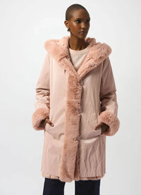 Joseph Ribkoff Faux Fur Reversible Hooded Coat
