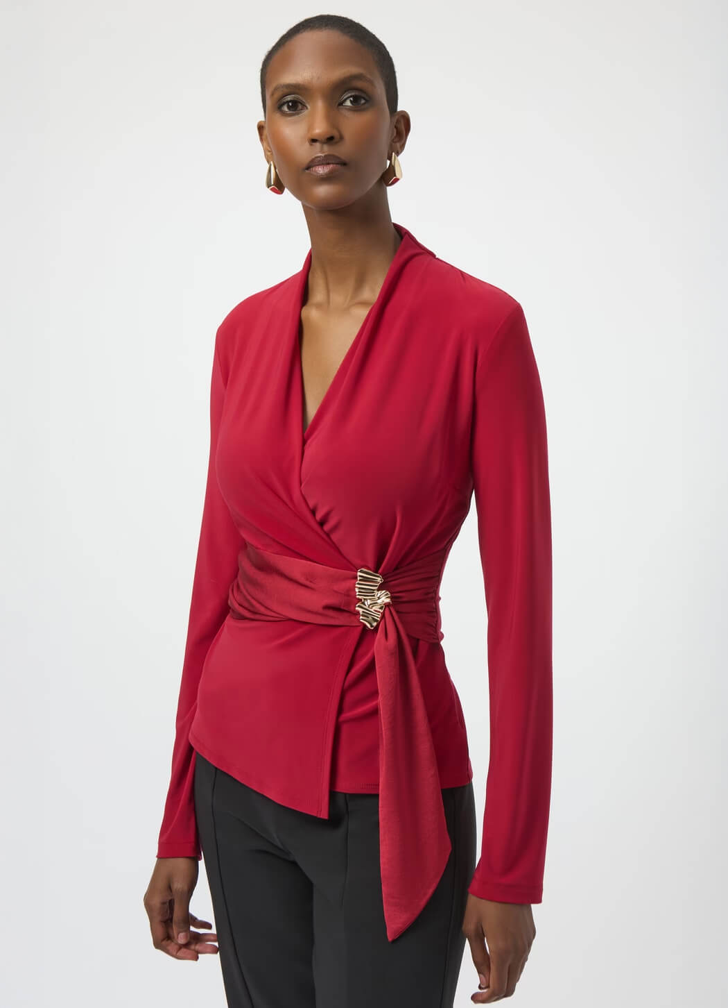 トップス yo BIOTOP silk jersey layered U tops Joseph Ribkoff Satin-Wrap Top – Details Direct