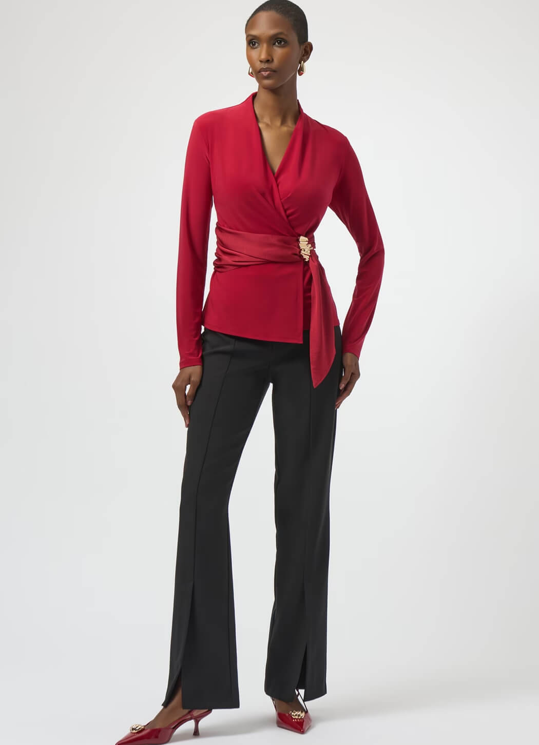Joseph Ribkoff Satin-Wrap Top – Details Direct