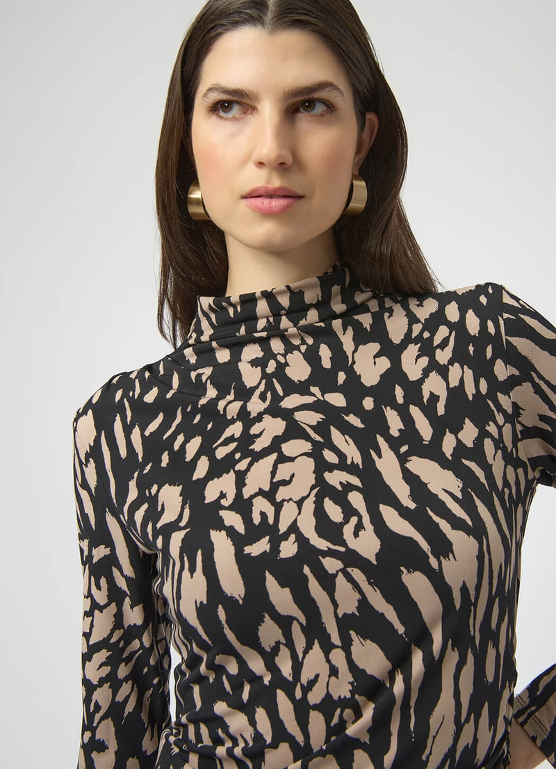 Joseph Ribkoff Animal Print High-Neck Top